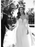 Sweetheart Neck Ivory Lace Chiffon Wedding Dress With Detachable Sleeves